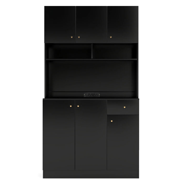 180cm Tall Pantry Cabinet with Outlets and Anti-Tipping Kits-