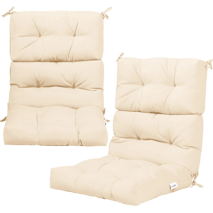 Patio Chair Seat Pads with Non-slip Rope Belts and Sun Protection for Indoor Outdoor Use-Beige