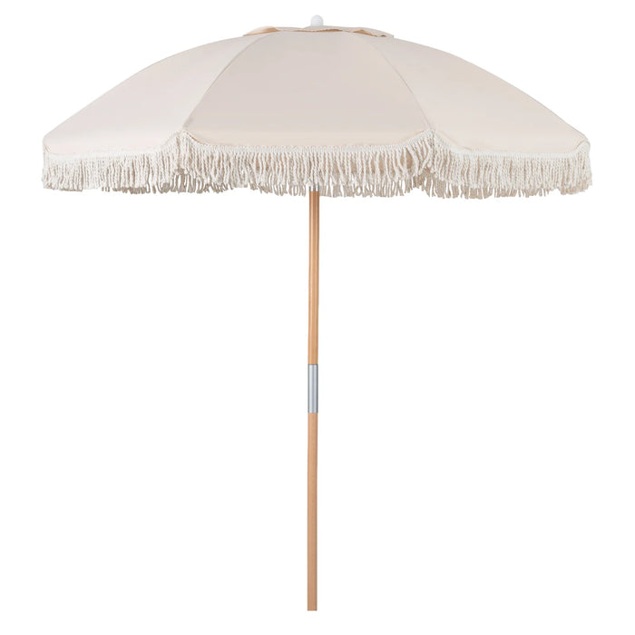 Patio Umbrella with Fringe Tassel Market Table Umbrella with Push Button Tilt-