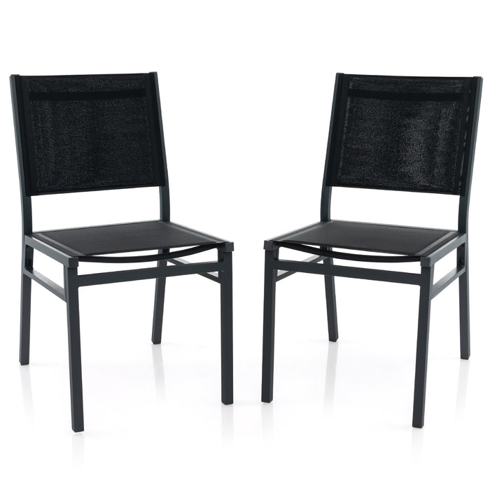 Patio Armless Chair with Breathable Seat and Backrest-1 Piece