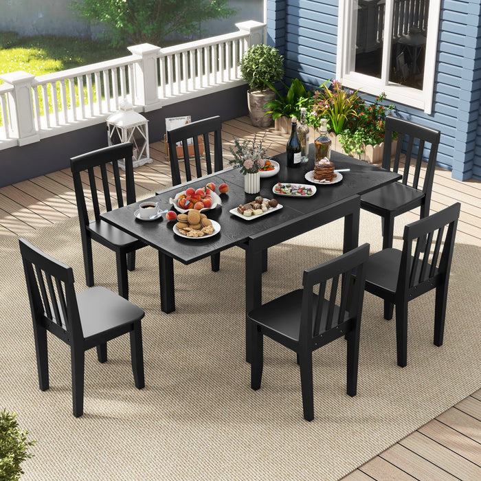 Patio Expandable Dining Table Rectangular Aluminum Dining Table for 4-6 Person-