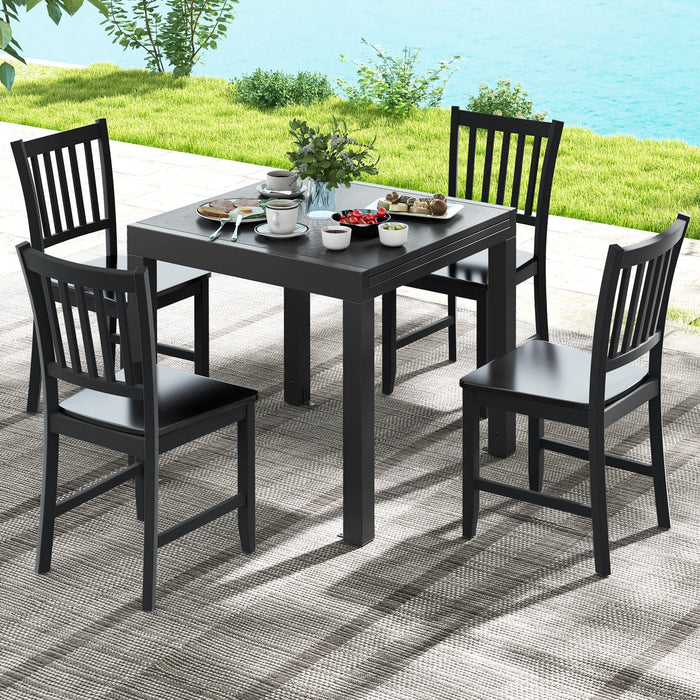 Patio Expandable Dining Table Rectangular Aluminum Dining Table for 4-6 Person-