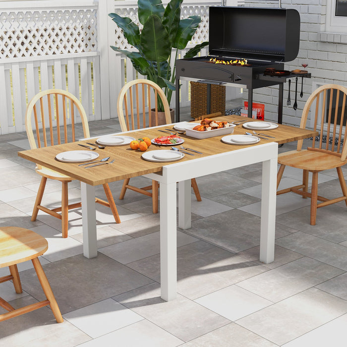 Patio Expandable Dining Table Rectangular Aluminum Dining Table for 4-6 Person-
