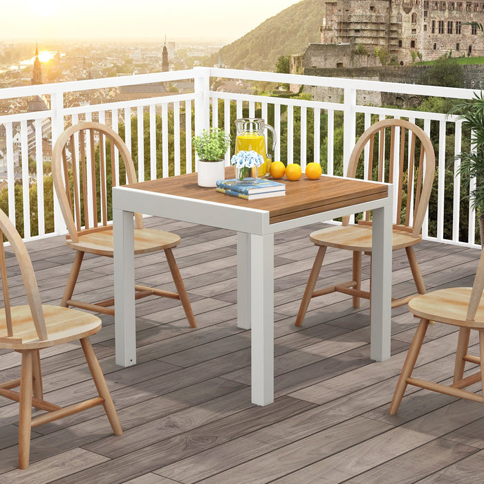 Patio Expandable Dining Table Rectangular Aluminum Dining Table for 4-6 Person-
