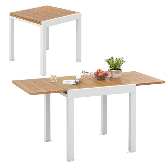 Patio Expandable Dining Table Rectangular Aluminum Dining Table for 4-6 Person-
