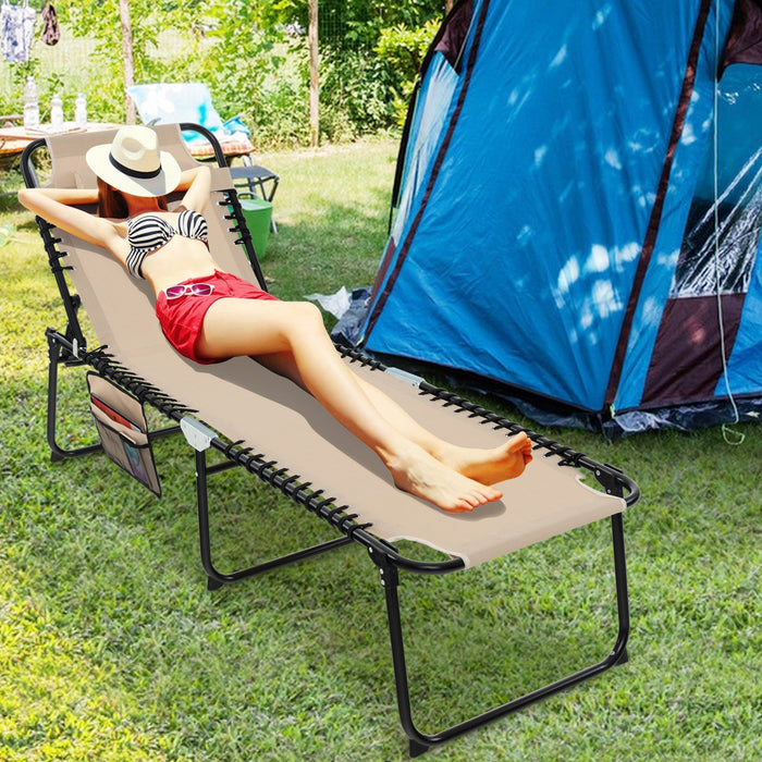 Patio Folding Chaise Lounge Chair Portable Sun Lounger with Adjustable Backrest-Black
