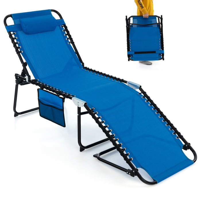 Patio Folding Chaise Lounge Chair Portable Sun Lounger with Adjustable Backrest-Black