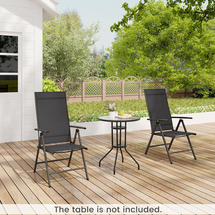 Patio Folding Dining Chairs Outdoor Sling Chairs with 7-Level Adjustable High Backrest-Brown