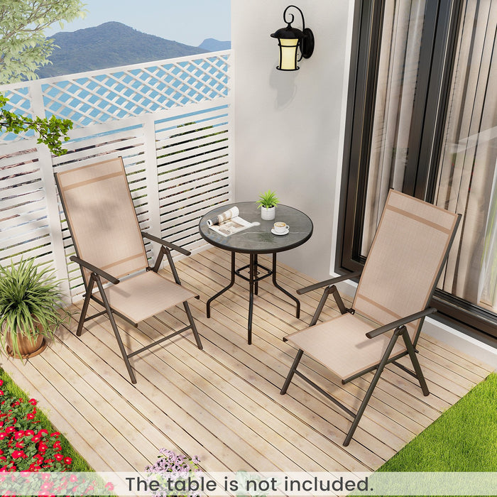 Patio Folding Dining Chairs Outdoor Sling Chairs with 7-Level Adjustable High Backrest-Brown