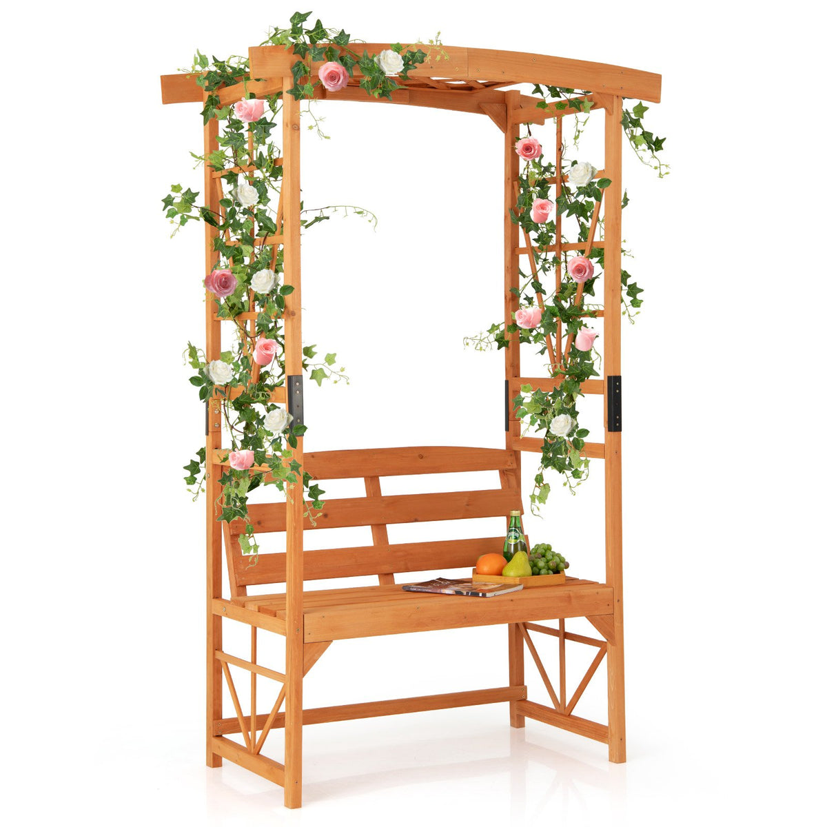 Patio Garden Arbor Archway with 2 Trellises for Climbing Plants Vines Grapes-