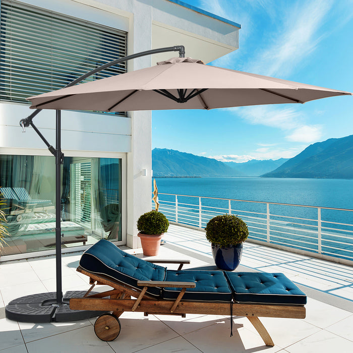 10 FT Patio Offset Umbrella - Cross Base, Crank Feature, Ideal for Garden, Poolside, Yard - Perfect Outdoor Shade Solution