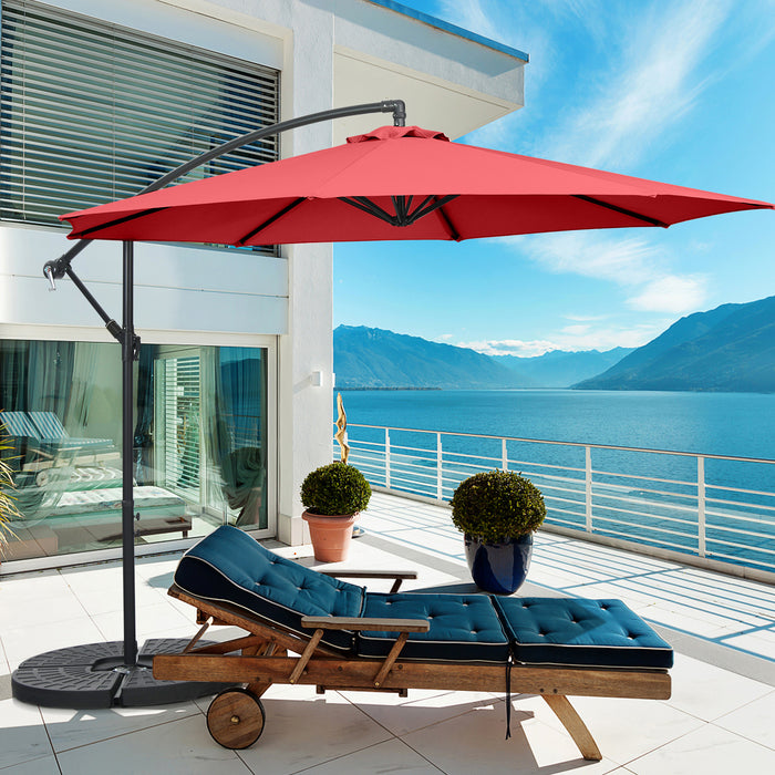 10 FT Patio Offset Umbrella - Cross Base, Crank Feature, Ideal for Garden, Poolside, Yard - Perfect Outdoor Shade Solution