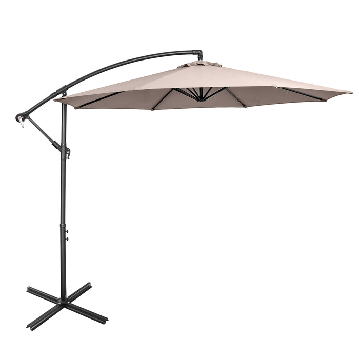 10 FT Patio Offset Umbrella - Cross Base, Crank Feature, Ideal for Garden, Poolside, Yard - Perfect Outdoor Shade Solution
