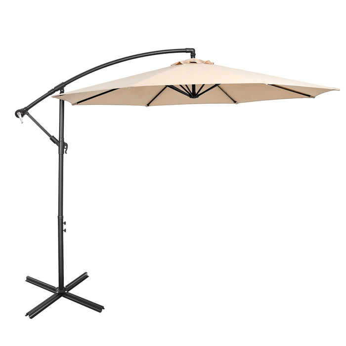 10 FT Patio Offset Umbrella - Cross Base, Crank Feature, Ideal for Garden, Poolside, Yard - Perfect Outdoor Shade Solution