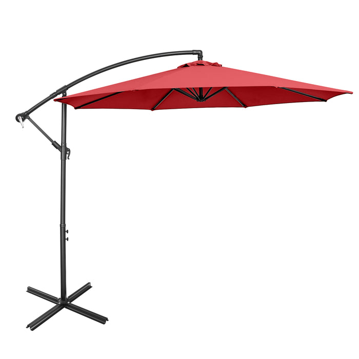 10 FT Patio Offset Umbrella - Cross Base, Crank Feature, Ideal for Garden, Poolside, Yard - Perfect Outdoor Shade Solution