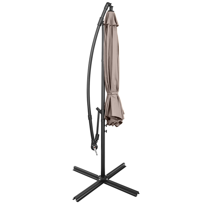 10 FT Patio Offset Umbrella - Cross Base, Crank Feature, Ideal for Garden, Poolside, Yard - Perfect Outdoor Shade Solution