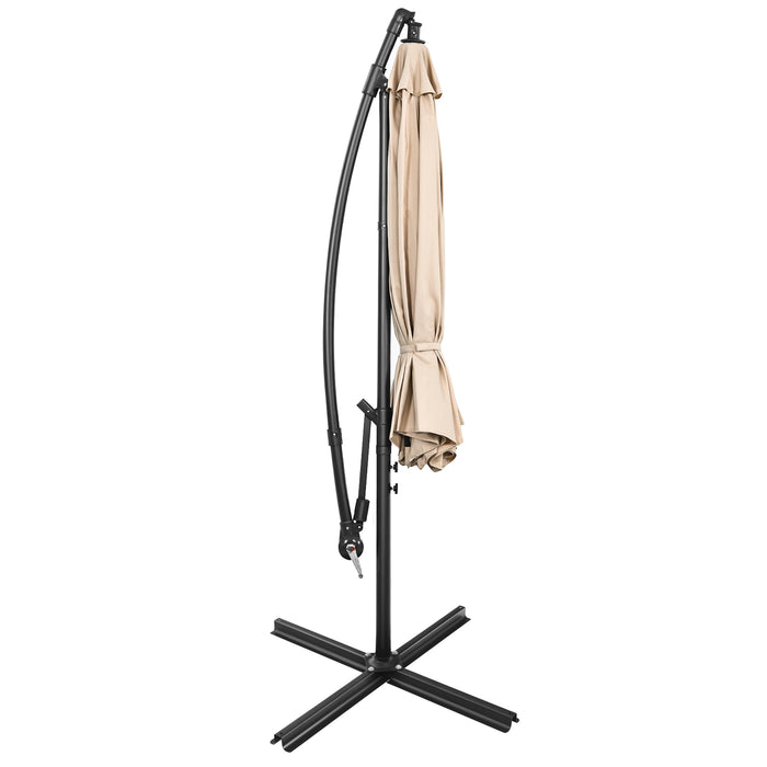 10 FT Patio Offset Umbrella - Cross Base, Crank Feature, Ideal for Garden, Poolside, Yard - Perfect Outdoor Shade Solution