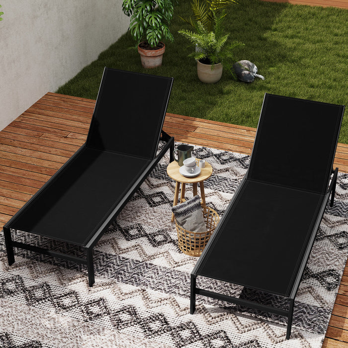 Aluminum Chaise Lounge Chair Patio Recliner with Adjustable Backrest-Black