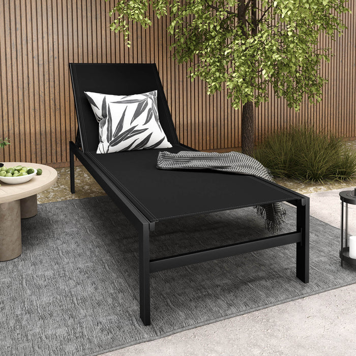 Aluminum Chaise Lounge Chair Patio Recliner with Adjustable Backrest-Black