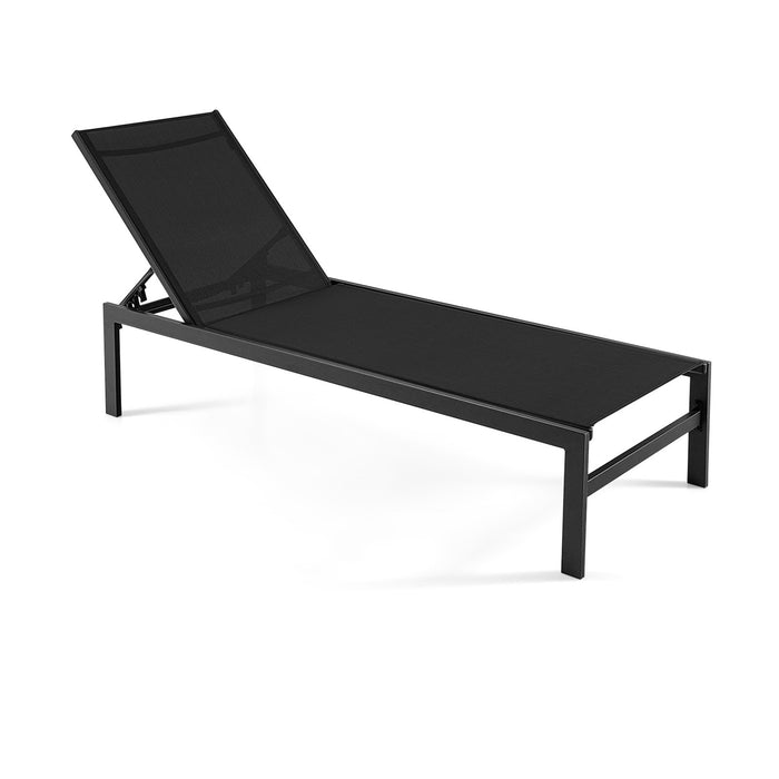 Aluminum Chaise Lounge Chair Patio Recliner with Adjustable Backrest-Black