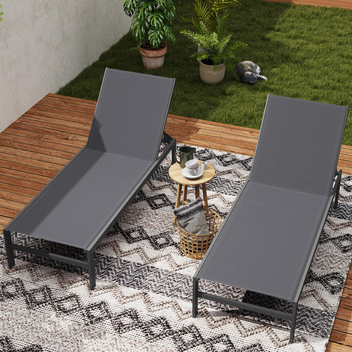 Aluminum Chaise Lounge Chair Patio Recliner with Adjustable Backrest-Black