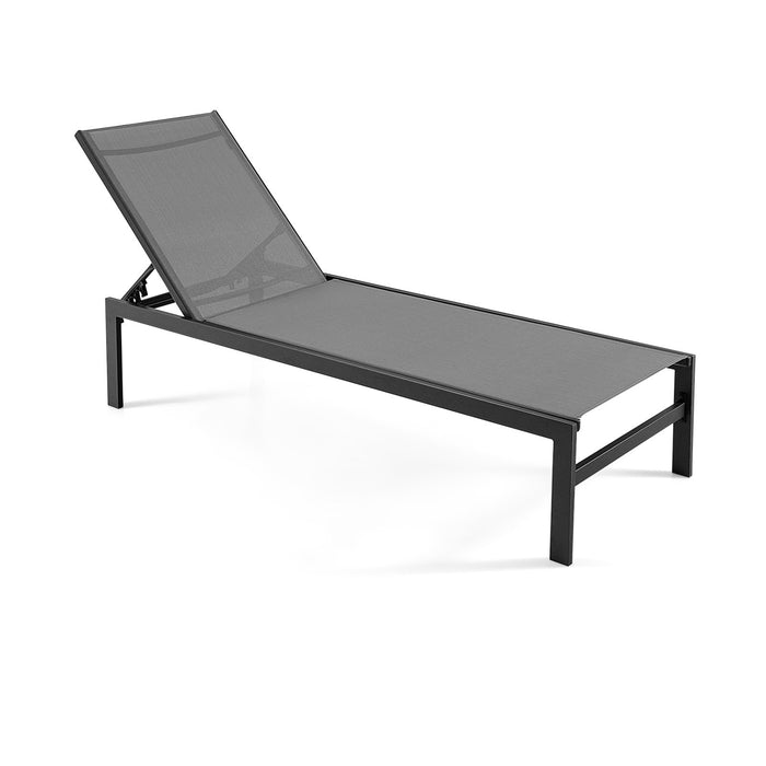 Aluminum Chaise Lounge Chair Patio Recliner with Adjustable Backrest-Black