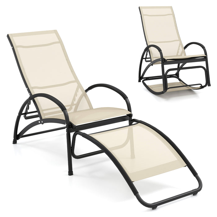 2-in-1 Outdoor Lounge Chair - 20° Rocking Angle Feature for Comfort and Relaxation - Perfect for Patio Use or Summer Getaways