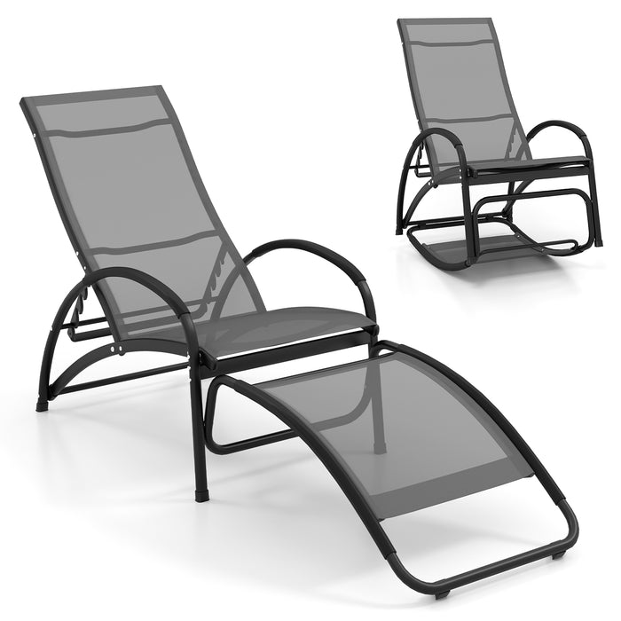 2-in-1 Outdoor Lounge Chair - 20° Rocking Angle Feature for Comfort and Relaxation - Perfect for Patio Use or Summer Getaways