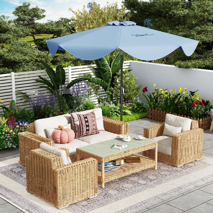 9 FT Patio Umbrella with Crank Handle and Push Button Tilt for Patio Garden Pool-