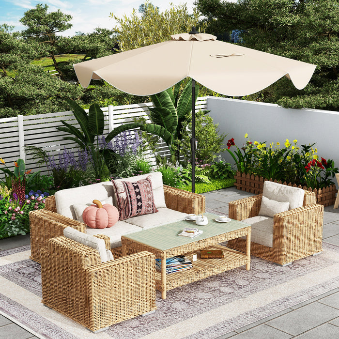 9 FT Patio Umbrella with Crank Handle and Push Button Tilt for Patio Garden Pool-