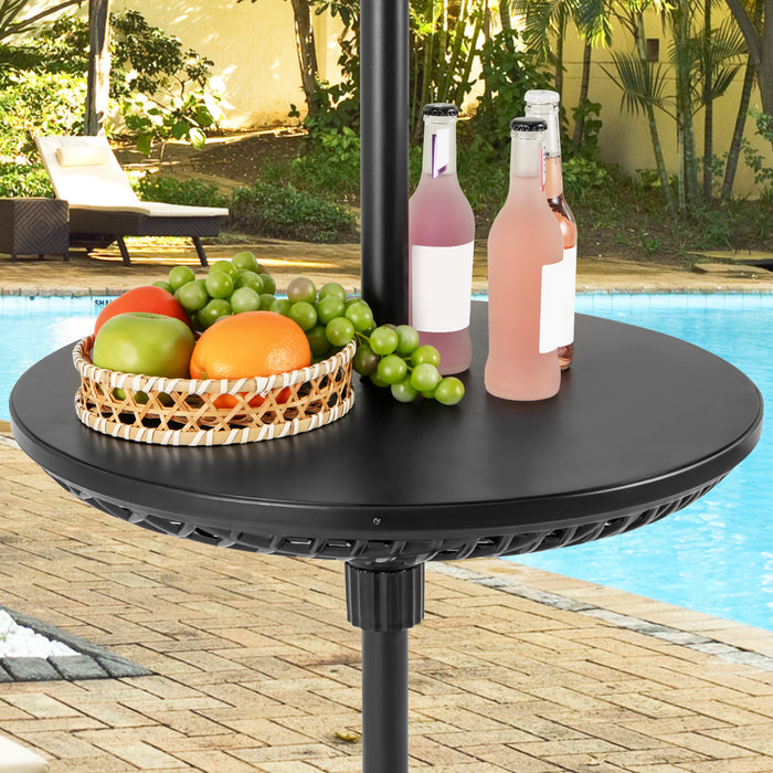 23” Patio Umbrella Table Tray Outdoor Round Adjustable Umbrella Table-