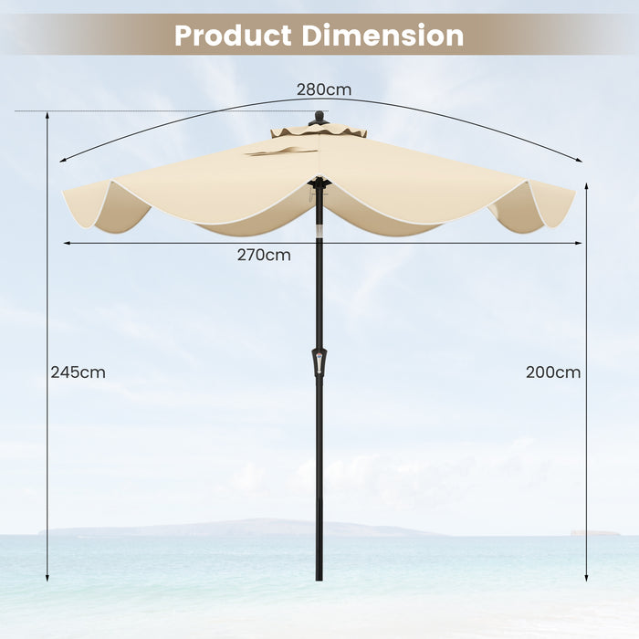 9 FT Patio Umbrella with Crank Handle and Push Button Tilt for Patio Garden Pool-