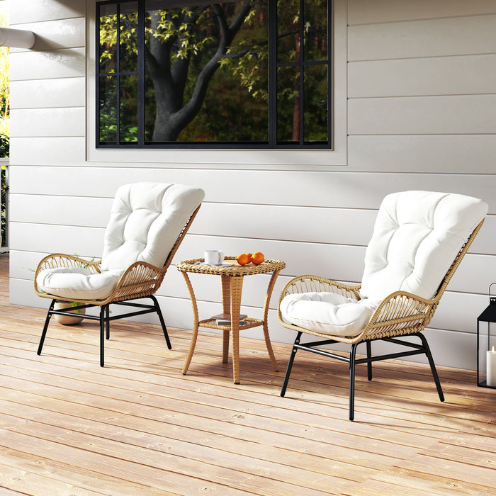 Patio Wicker Chair Outdoor Rattan Dining Chair with Soft Cushion-