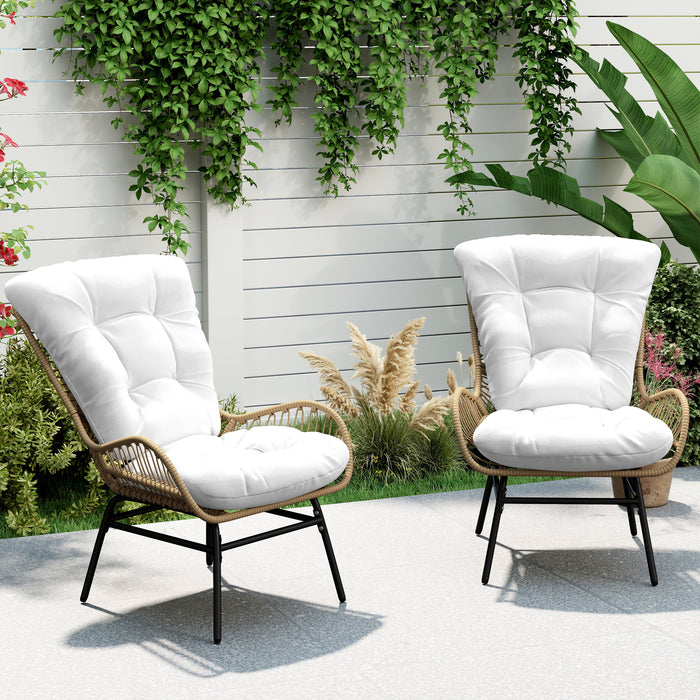 Patio Wicker Chair Outdoor Rattan Dining Chair with Soft Cushion-