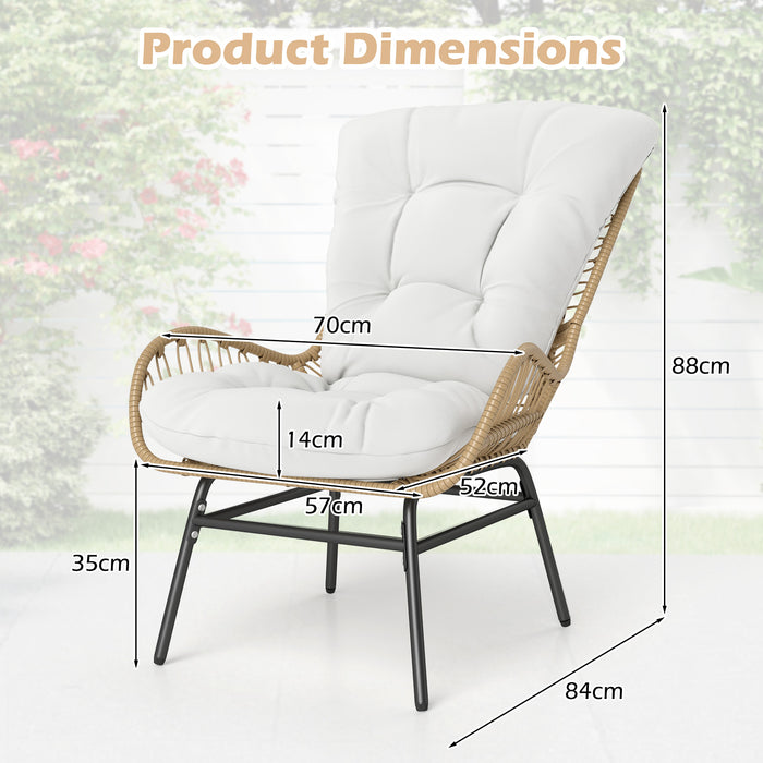 Patio Wicker Chair Outdoor Rattan Dining Chair with Soft Cushion-