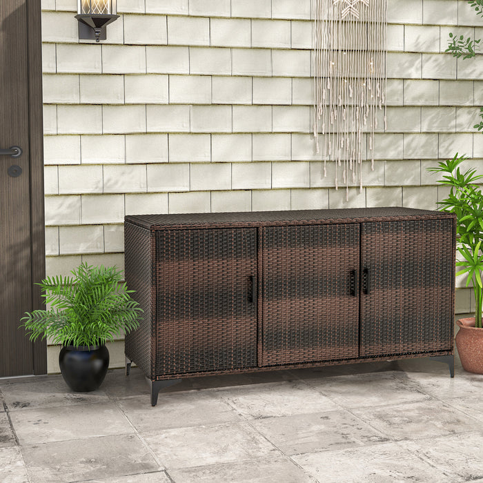 318 L Patio Wicker Storage Cabinet Deck Box with Removable Shelves-Black