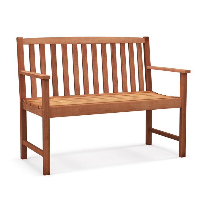 Outdoor Furniture - Patio Wood Bench with Comfortable Armrests and Backrest - Perfect for Garden Relaxation and Outdoor Seating