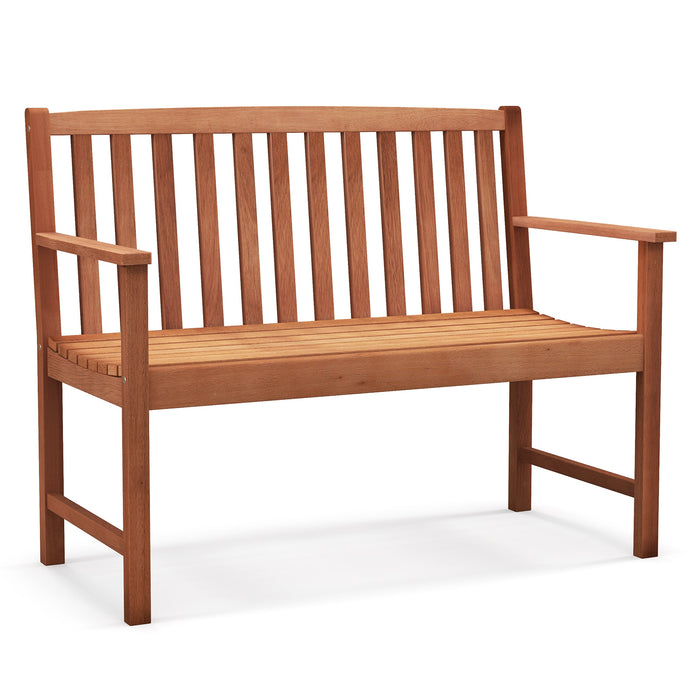 Outdoor Furniture - Patio Wood Bench with Comfortable Armrests and Backrest - Perfect for Garden Relaxation and Outdoor Seating