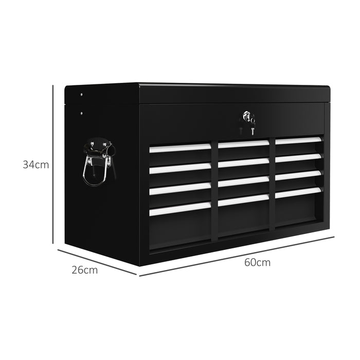 Lockable 6-Drawer Metal Tool Chest with Ball Bearing Runners - 600mm Heavy-Duty Portable Toolbox with Top Case - Ideal for Workshops and DIY Enthusiasts