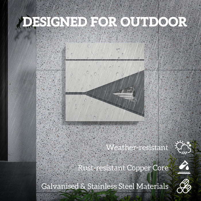 HOMCOM Wall Mounted Post Box with Viewing Window, 2 Lock, Modern Galvanised Steel Mailbox with Copper Core, Weatherproof Letterbox for Outdoor Use, Easy to Install, Silver
