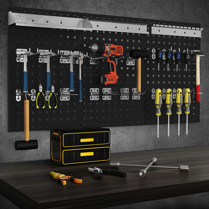 Wall-Mounted Pegboard Tool Organizing Kit with 28 PCS Hanging Accessories-