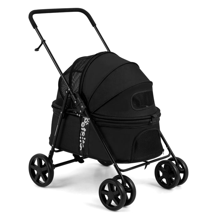 Pet Stroller for Small Medium Dogs with 360° Swivel Front Wheels and One-Step Rear Brake-