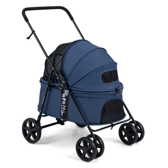 Pet Stroller for Small Medium Dogs with 360° Swivel Front Wheels and One-Step Rear Brake-