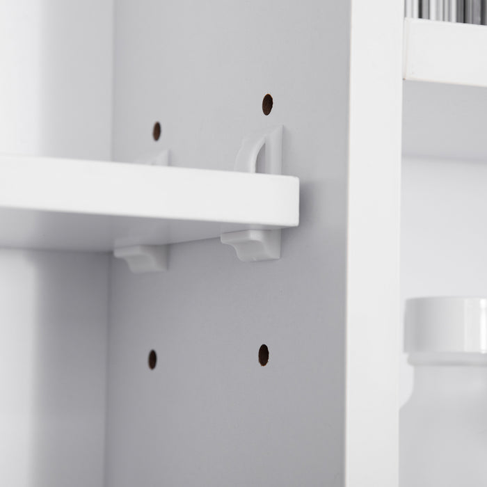 kleankin Wall Mounted Medicine Cabinet, Bathroom Mirror Cabinet with Mirrored Door, Shelves and Storage Cupboard, White