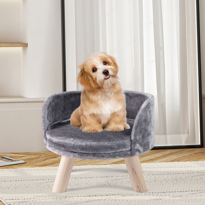 Pet Bed Sofa Wooden Couch with Removable and Washable Cushion-