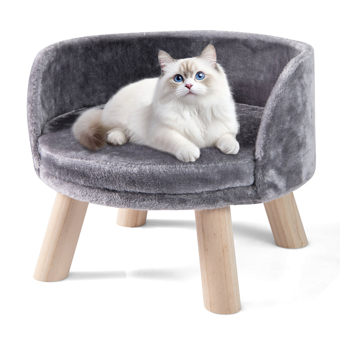 Pet Bed Sofa Wooden Couch with Removable and Washable Cushion-