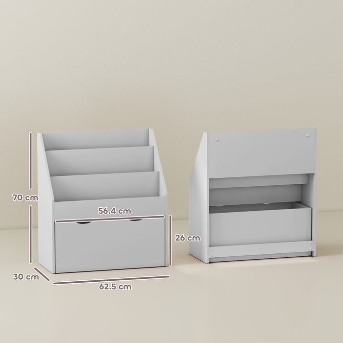 AIYAPLAY Bookcase for Kids with Shelves, Drawer, Bookcase for Bedroom, Playroom, Grey