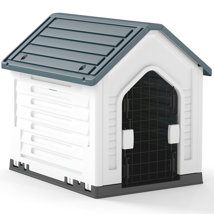 Plastic Dog House with Metal Lockable Door and Air Vents-
