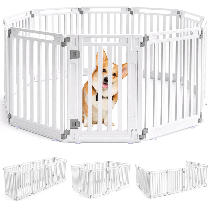 Plastic Pet Fence with Door Lock for Small Medium Dogs Puppy-