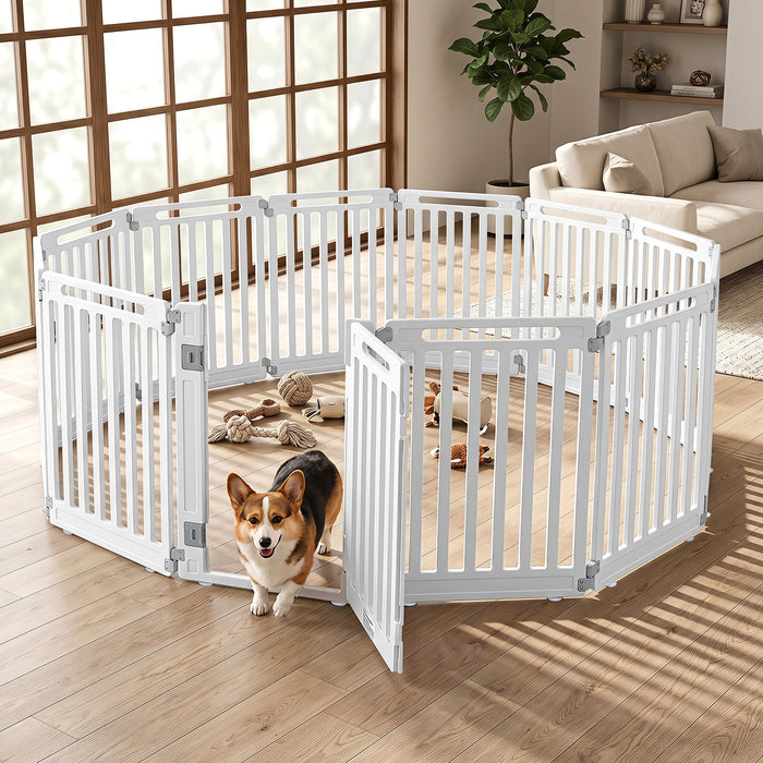 Plastic Pet Fence with Door Lock for Small Medium Dogs Puppy-
